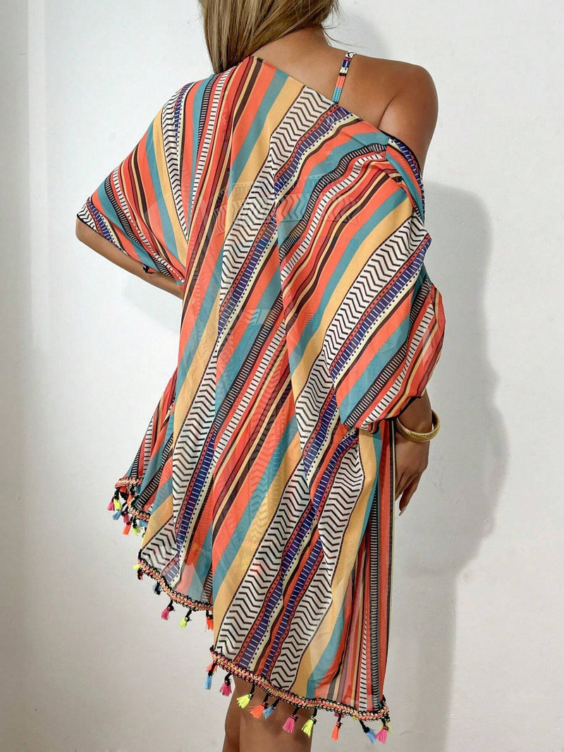 Conjunto Biquíni 4 Peças Tropical Romana (Biquini + Saída + Saia)