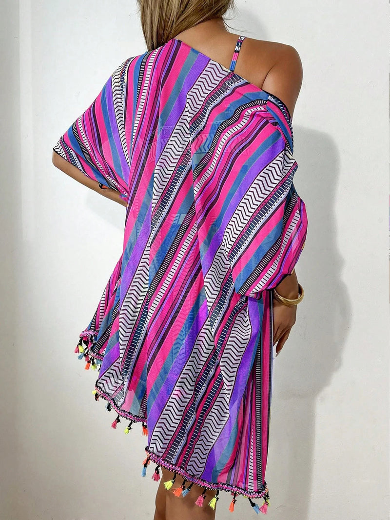 Conjunto Biquíni 4 Peças Tropical Romana (Biquini + Saída + Saia)