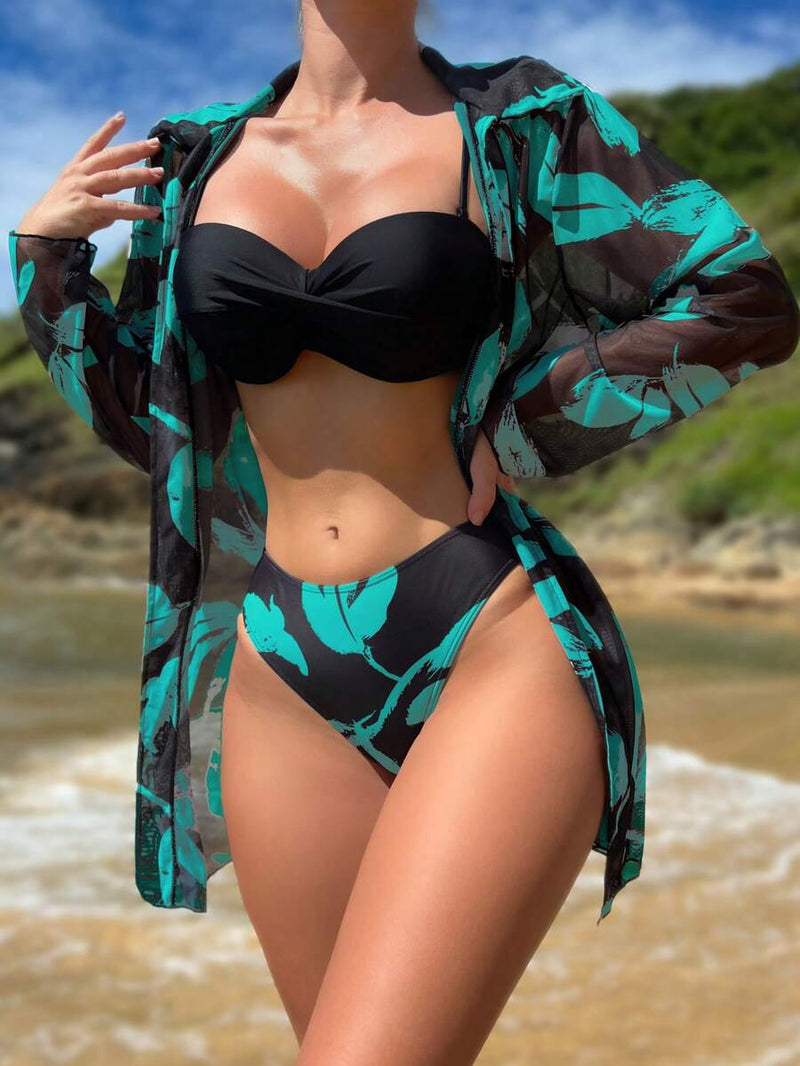 KIT: Conjunto Priscila 3 Peças + Mini protetor Solar + Óculos de Sol