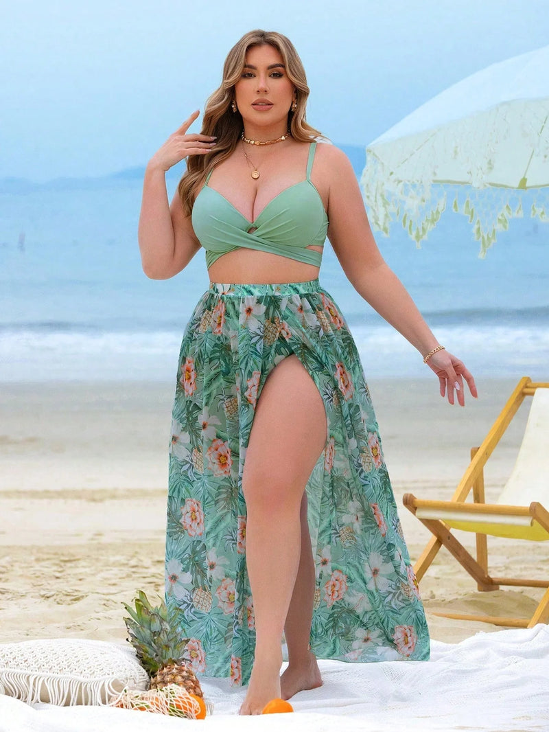 Conjunto de Biquíni 3 Peças Plus Size Samira + Protetor Solar