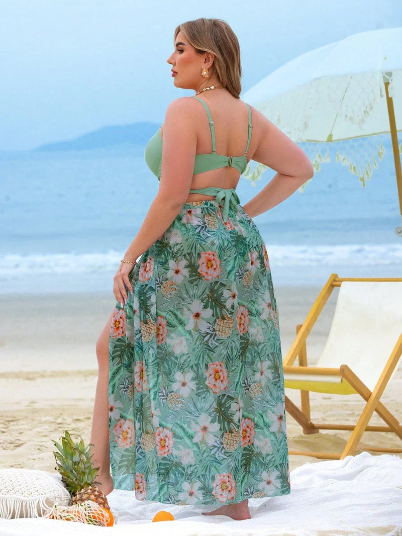 Conjunto de Biquíni 3 Peças Plus Size Samira + Protetor Solar