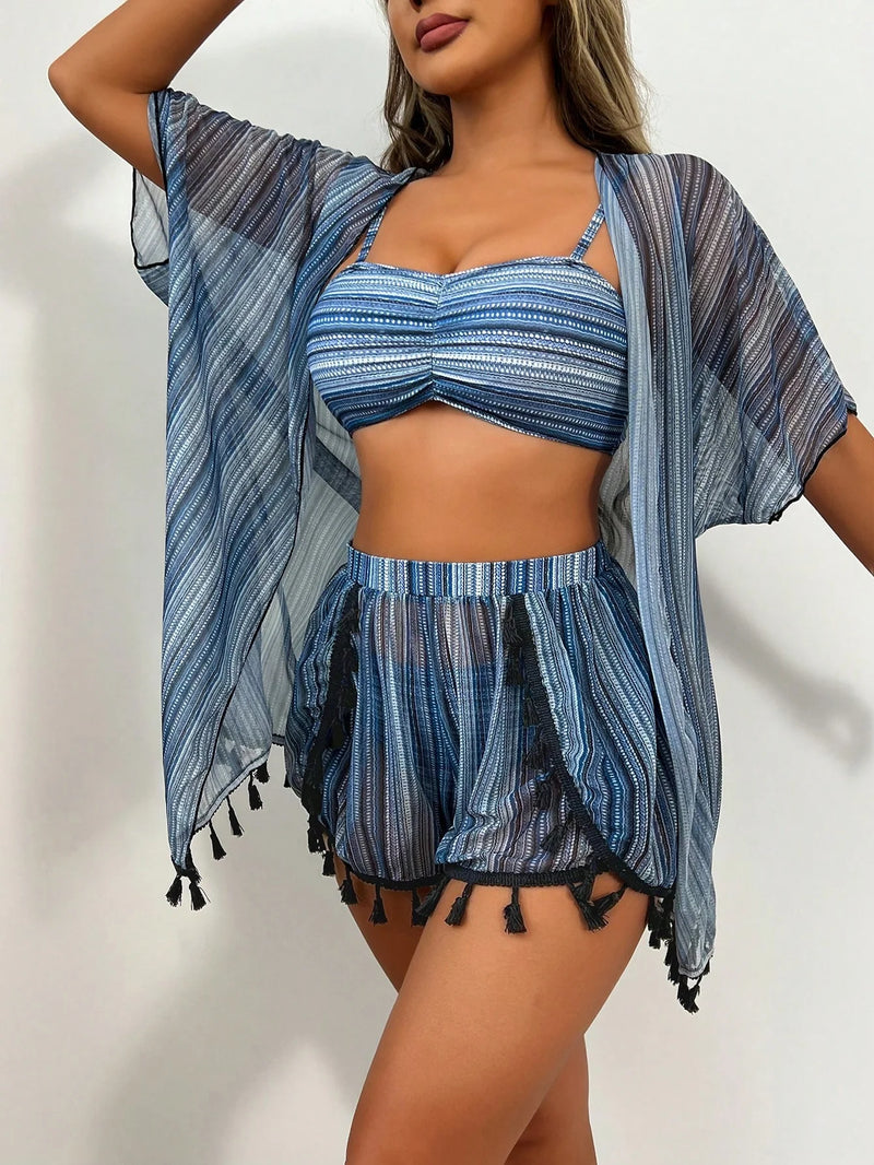 Conjunto Biquíni 4 Peças Tropical Romana (Biquini + Saída + Saia)