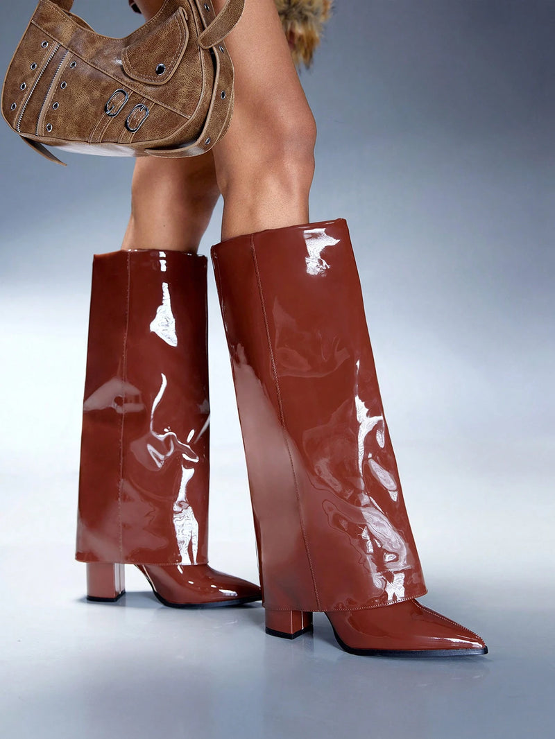 Bota Cassandra Vinil Cano longo