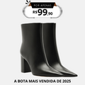 Bota Couro Cano Curto Salto Alto Básica