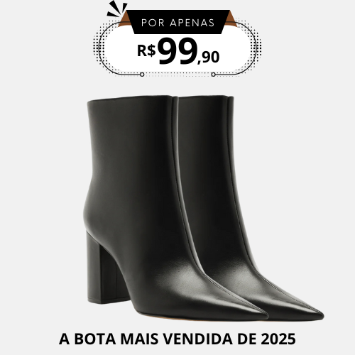 Bota Couro Cano Curto Salto Alto Básica