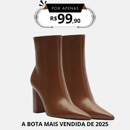 Bota Couro Cano Curto Salto Alto Básica