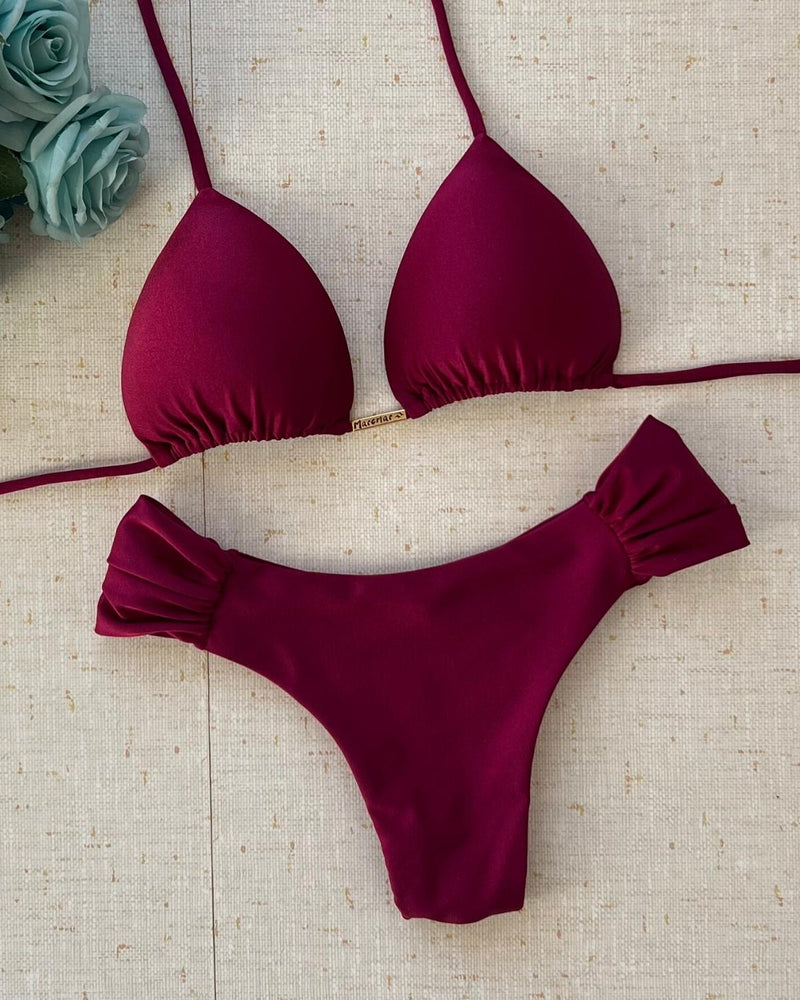 Biquíni Cortininha Uva Glow e Calcinha Borboleta Empina Bumbum